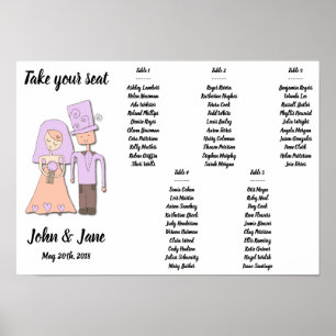 Seating Chart Poster - Bride and Groom Design