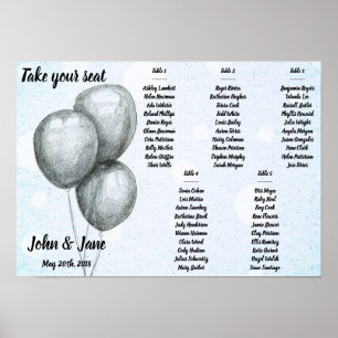 Seating Chart Poster - BW Balloons Design