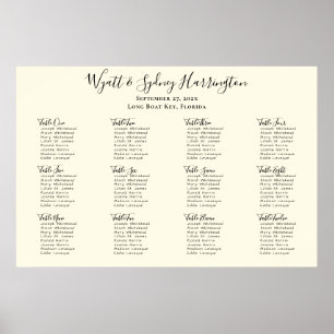 Seating Chart Poster Plain Ecru Table Numbers