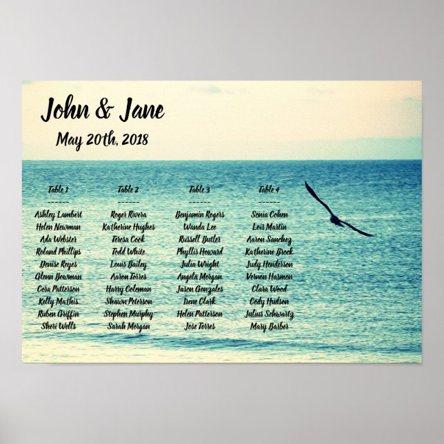 Seating Chart Poster - Seagull Design (Front)