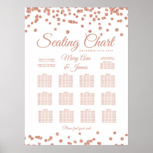 Seating Chart Rose Gold Faux Glitter Confetti