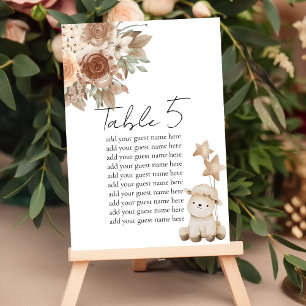 Seating Chart Rustic Brown Sweet Little Lamb Table Number