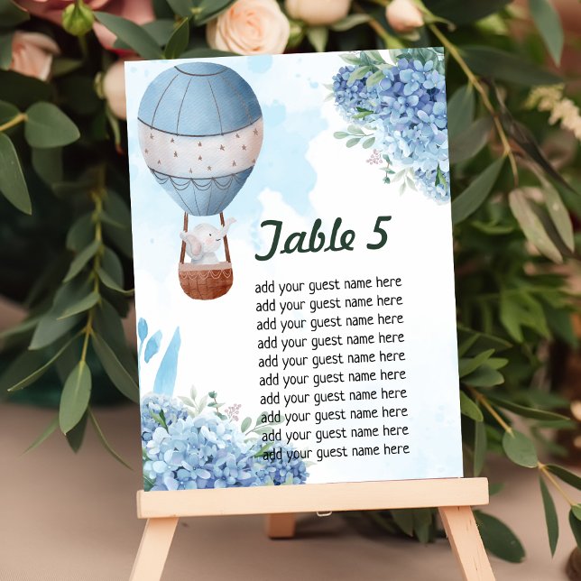 Seating Chart Up Up Away Elephant Hot Air Balloon Table Number (Creator Uploaded)