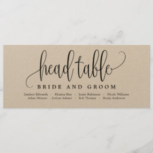Seating Plan Head Table Card - Lovely Calligraphy