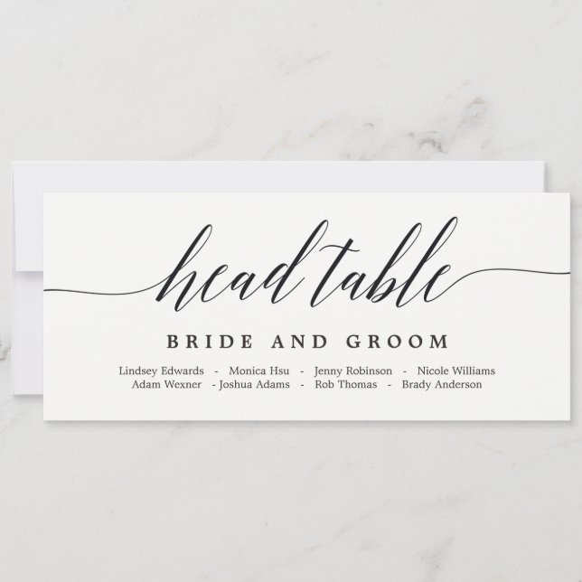 Seating Plan Head Table Card - Modern Script (Front)
