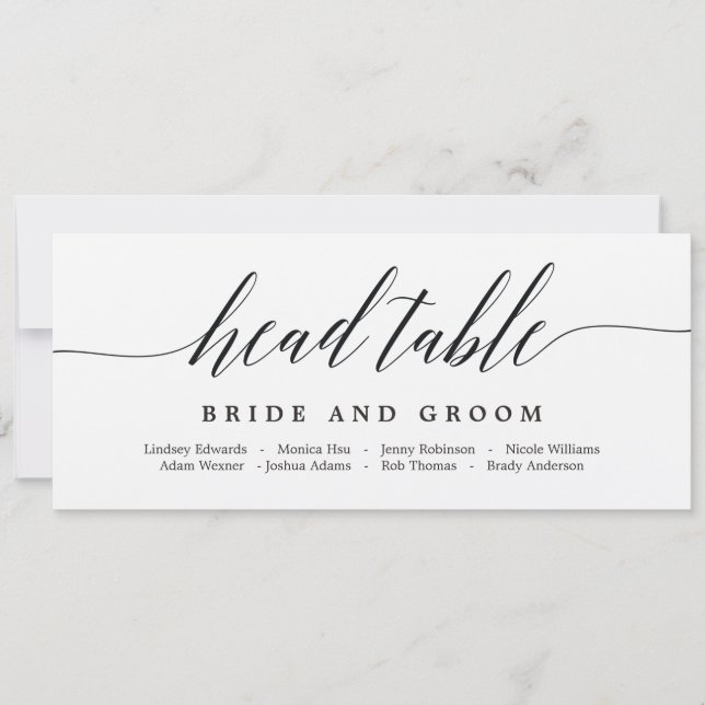Seating Plan Head Table Card - Modern Script (Front)