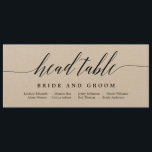 Seating Plan Head Table Card - Modern Script<br><div class="desc">Plan a stylish celebration with this modern invitation that your guests will adore. 
Design by © berryberrysweet . Printable digital files are available! Visit our website at www.berryberrysweet.com for more details!</div>