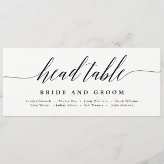 Seating Plan Head Table Card - Modern Script