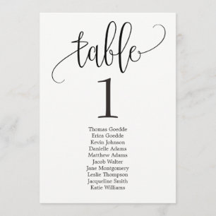 Seating Plan Table Card Lovely Calligraphy