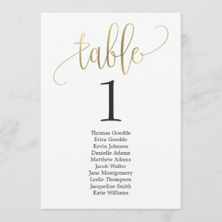 Seating Plan Table Card Lovely Calligraphy