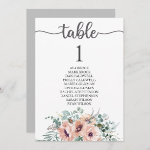 Seating Plan Table Card Lovely Calligraphy