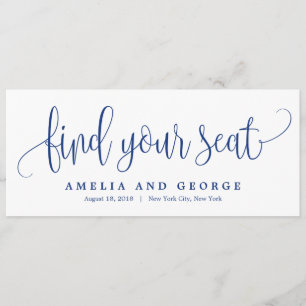 Seating Plan Title Card - Lovely Calligraphy Navy