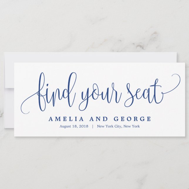 Seating Plan Title Card - Lovely Calligraphy Navy (Front)