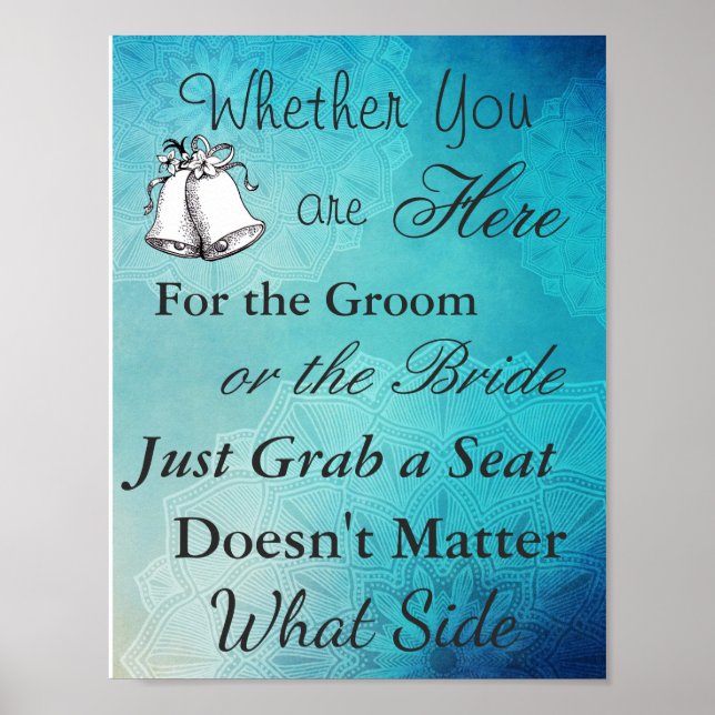 Seating Poster for Wedding, Blue Mandala Elegant (Front)