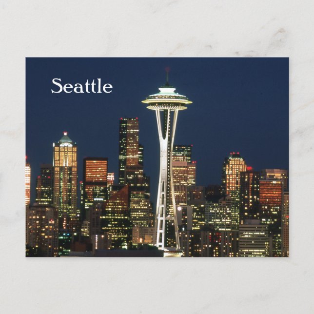 Seatle Architecture at Night Postcard (Front)