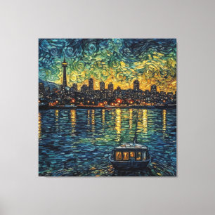Seatle Space Needle in van Gogh style Canvas Print