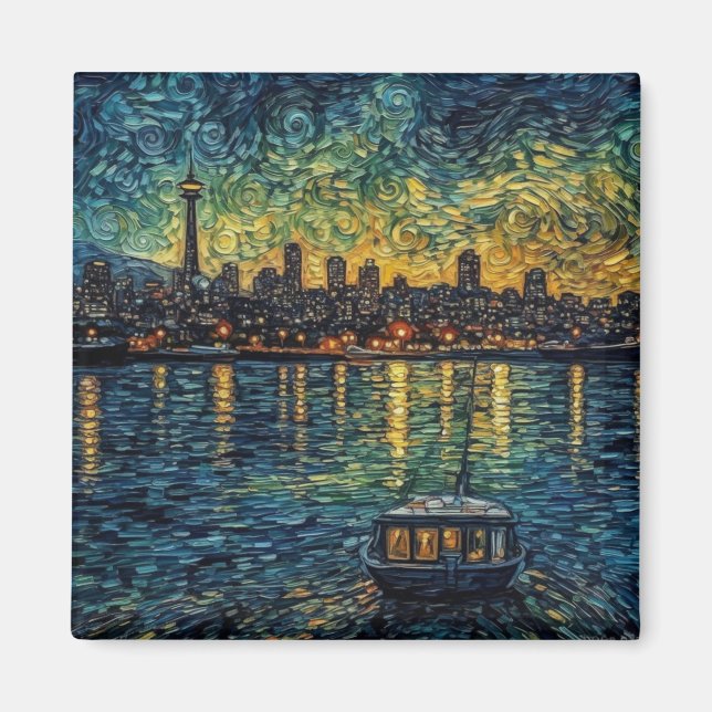 Seatle Space Needle in van Gogh style Magnet (Front)