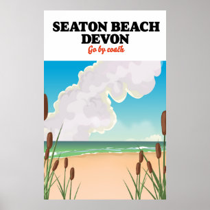 Seaton Beach Dorset travel poster