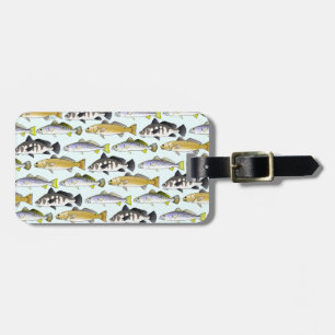 Seatrout and Drum Pattern in blue Luggage Tag