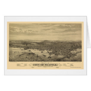 Seattle, carte panoramique de WA - 1878