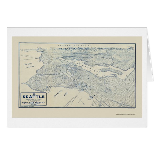 Seattle, carte panoramique de WA - 1925 (Devant horizontal)