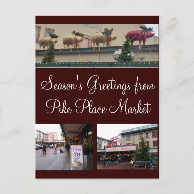 Seattle Christmas Holiday Postcard (Front)