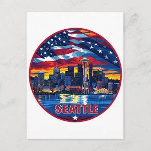 Seattle City Skyline Postcard