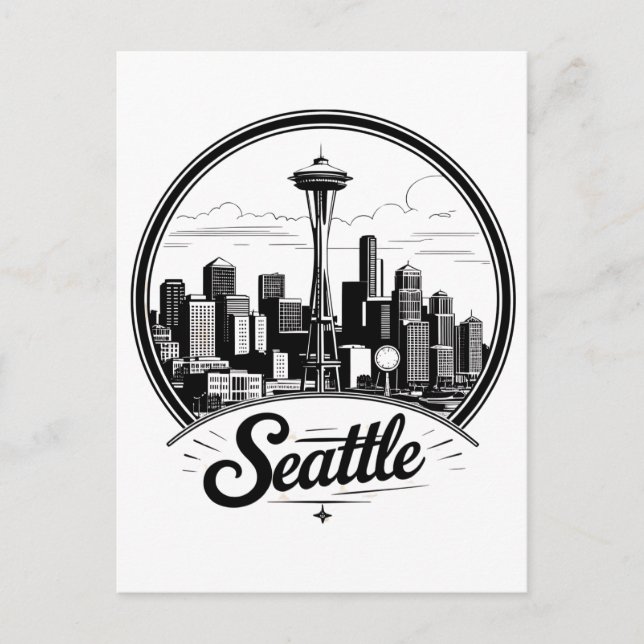 Seattle City Skyline Postcard (Front)