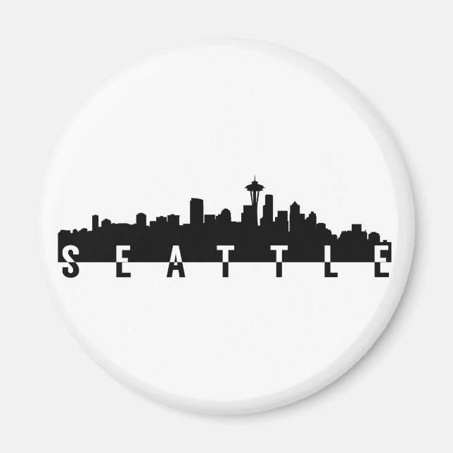 seattle city skyline silhouette black shape americ magnet (Front)