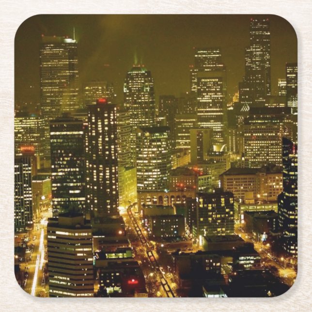 Seattle city view square paper coaster (Front)