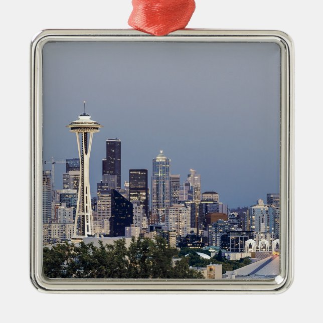 Seattle cityscape metal ornament (Front)