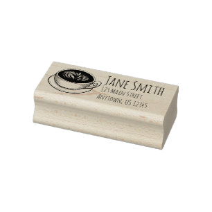 Seattle Coffee Cup Latte Personalized Address Rubber Stamp