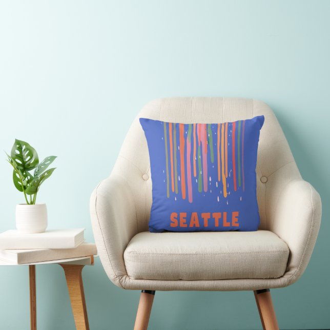 Seattle Drizzle  Throw Pillow (Chair)