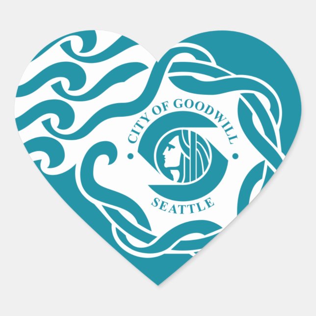 Seattle Flag Heart Sticker (Front)
