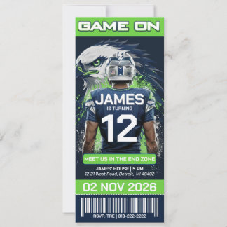 Seattle Football Ticket Birthday Invitation