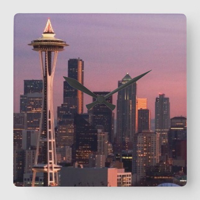 Seattle from Kerry Park. Square Wall Clock (Front)