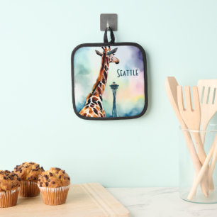 Seattle Giraffe Magnetic Card Pot Holder