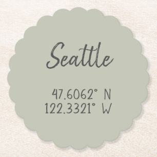 Seattle GPS Coordinates Longitude Latitude       Paper Coaster