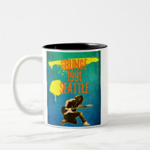 Seattle Grunge 1991 Music Vibe Two-Tone Coffee Mug