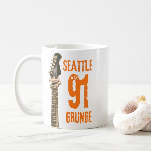 Seattle Grunge Music 1991 Coffee Mug (With Donut)