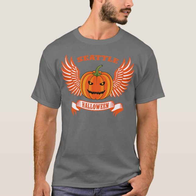 Seattle Halloween Flying Pumpkins T-Shirt (Front)