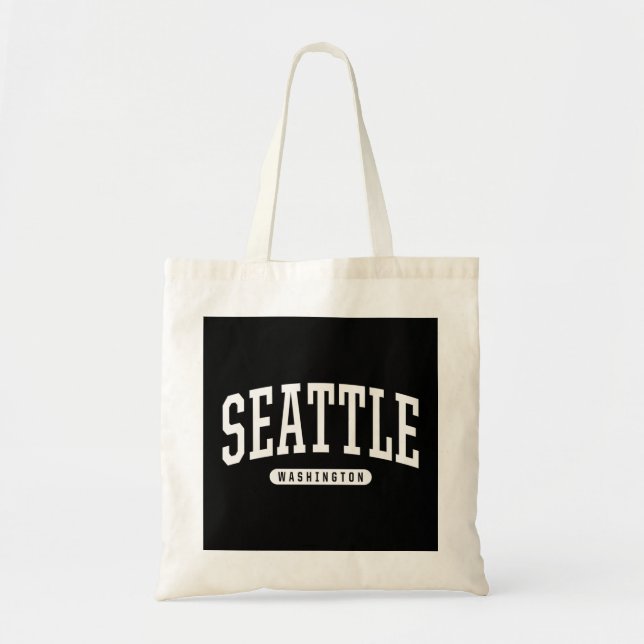 Seattle Hoodie Sweatshirt College University Style Tote Bag (Front)