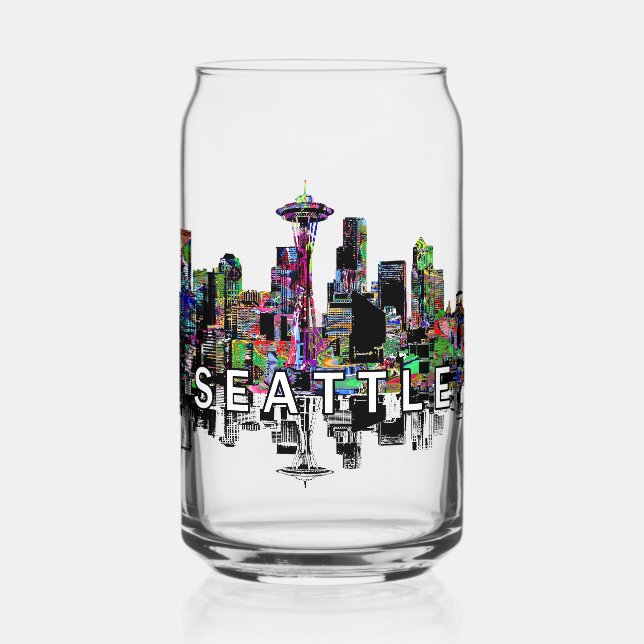 Seattle in graffiti with monogram  can glass (Front)