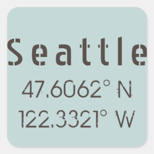 Seattle Latitude and Longitude Square Sticker
