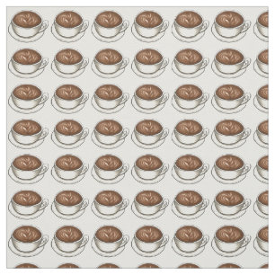 Seattle Latte Art Ceramic Coffee Shop Cuppa Fabric
