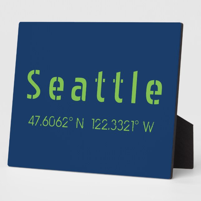 Seattle Longitude Latitude Team Colours   Plaque (Side)