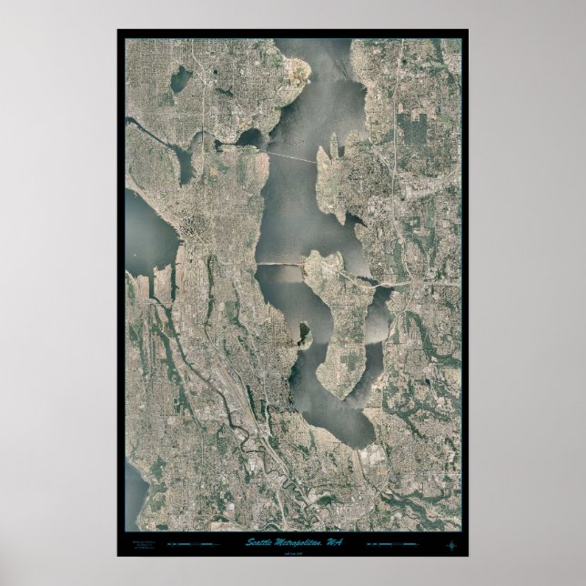 Seattle Metro Area, Washington satellite poster (Front)