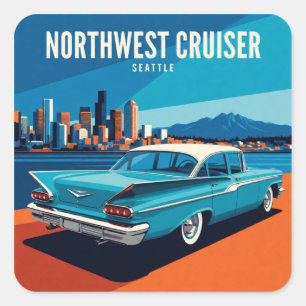 Seattle Northwest Classic Car Square Sticker