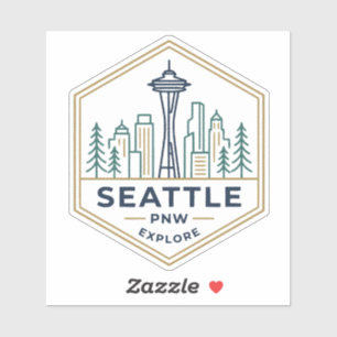Seattle PNW Skyline Minimal Hexagonal Badge