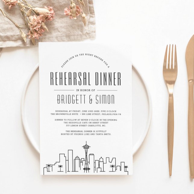 Seattle Rehearsal Dinner | City Skyline Invitation (Creator Uploaded)